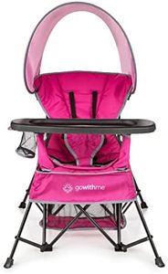 Baby Delight Go with Me Venture Portable Chair | Indoor and Outdoor | Sun Canopy | 3 Child Growth Stages | Pink