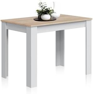Habitdesign Mesa Auxiliar Fija, Mesa Comedor o Cocina, Acabado en Color Blanco Artik y Roble Canadian, Modelo Cloe, Medidas: 109 cm (Ancho) x 67 cm (Fondo) x 78 cm (Alto)