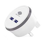 SLTX white usb plug Dual USB Charger Plug 5V 3A 3.1AMP/3100mAh 180-240V 0.3A 50/60Hz 2 Port USB Mobile Phone Mains Chargers (White)