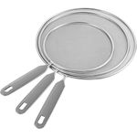 Splatter Screen for Frying Pan, Set of 3 Stainless Steel Grease Splatter Guard, Non-Stick Extra Fine Mesh Weave for Cooking & Frying