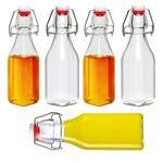 Krivety Swing Top 250ml Clear Glass Beer Bottles For Home Brewing - Beer, Kombucha, Soda, Juice, Fermentation, SQUARE Glass Bottle With Flip Top Cap (Pack of - 5)