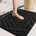 COLOR G Non Slip Bath Mat for Shower, Absorbent Laundry Room Mat 16"x24" Black Washable Rug Plush Bathroom Rug Carpet, Small Soft Bath Rugs for Bathroom