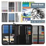 74 Drawing Sketching Kit Set - Pro Art Supplies with Sketchbook & Watercolor Paper - Include Watercolor,Graphite,Colored,Metallic,Pastel,Charcoal Pencil - for Artists Beginners Adults Teens