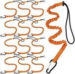 12 Pack Tool Lanyard with Single Metal Buckle and Adjustable Loop End, Standard Length, Maximum Weight Limit 8KG/ 17.6lb, with Aluminum Screw Lock, Retractable Shock Cord Stopper (Orange)