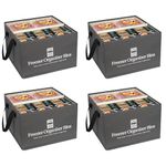 Flenpptly Freezer Organizer Bins, 4 Pack Collapsible Deep Freezer Organizer Bins for 15"x14"x9", freezer Storage Bins with Removable Dividers, Handles (Dark Grey, 4 Pack)