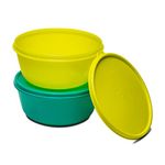 Tupperware Multipurpose Ss Bowl 1.5L 2Pc(Plastic), Green, Yellow