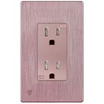 ENERLITES Decorator Elite Series Receptacle, Child Safe Tamper-Proof Outlet, Residential Grade, 15A 125V, UL Listed, 61501-TR-RGWBP, Brushed Rose Gold with Wall Plate