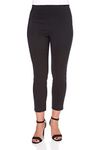 Roman Originals Capri Trousers for Women UK Cropped Pants with Pockets Ladies 3/4 Length Bengaline Stretch Legging Crop Pull On Tregging Elasticated Waist Work Office Slim - Black - Size 12