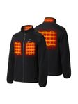 ORORO Upgraded Men's 4-Zone Fleece Heated Jacket with Heated Collar, Electric Fleece Jacket with Power Bank (Black,M)