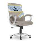 Serta Executive Office Chair Ergonomic Computer Upholstered Layered Body Pillows, Contoured Lumbar Zone, Microfiber, Black Base, Fabric, Grey/Silver