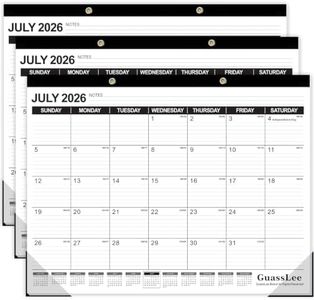 GuassLee Large Desk Calendar 2026, 3 Packs, 19 Months from Jun. 2026 to Dec. 2027, 22" x 17" Desk/Wall Calendar Hanging Planner with Julian Date, Notes, Corner Protectors for School Home Office