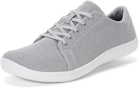 WHITIN Women's Minimalist Barefoot Fashion Sneakers Zero Drop Size 5.5-6 Wide Width Toe Box Arch Support Comfortable Gym Tennis Soft Walking Work Flats Athletic Ladies Driving Shoes Light Grey 36