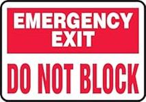 Accuform"Emergency Exit - Do Not Block" Safety Sign, Plastic, 10 x 14 Inches (MEXT900VP)