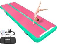 VOFiTNY Gymnastics Air Tumble Track Tumbling Track, Inflatable Gymnastics Training Mat with Electric Pump, Tumble Track for Home and Gym Use, Pink Green 4mx1mx0.1m