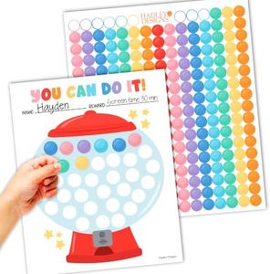 Hadley Designs Sticker Chart for Kids Behavior at Home – Reward System for Toddlers, Star Incentive Tracker for Toddlers, Chart for Kids Behavior, Classroom Gumball Incentive Charts