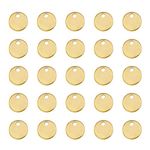 DICOSMETIC 120Pcs Flat Round Stamping Tag Charms 6mm Blank Stamping Tag Pendants Stainless Steel Disc Pendants Golden Blank Word Pendants Laser Cut Charms for Jewelry Making, Hole: 1.2mm