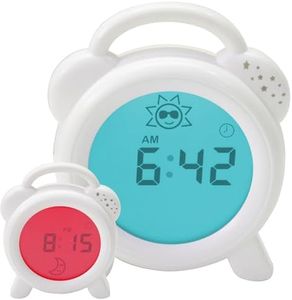 PurFlo NEW Snoozee Sleep Trainer Clock – Red and Blue Light Sleep Aid for Toddlers – Rechargeable Night Light with Alarm, Child-Friendly Icons, 12-Hour Display, Adjustable Brightness Levels