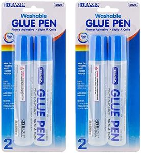 BAZIC Products Washable Glue Pen 1.7 Oz. (50 mL), Liquid Clear Glues Bond Adhesive for Art Crafts Project at School Home Office (2/Pack), 2-Pack