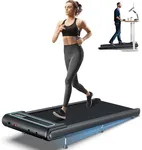 Under Desk Walking Pad Treadmill: [Voice Controlled] Smart Incline Treadmill Works with ZWIFT KINOMAP WELLFIT APP for Home Office - 265Lbs Capacity Quiet Treadmills with LED Screen Remote Control