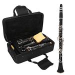 Flat Clarinet, Clarinet 17 Key Descending B Tone Clarinet with Reeds and Cleaning Cloth Instruments Set