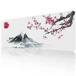 ETZ Japanese Cherry Blossom White Mouse Pad (31.5 × 11.8 × 0.12 inch) Extended Large Mouse Mat Desk Pad, Stitched Edges Mousepad,Non-Slip Rubber Base,Gaming Mouse Pad XL,Office & Home.