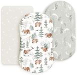 GRSSDER Stretchy Ultra Soft Fitted Bassinet Sheet Set 3 Pack, Universal Fit for Bassinets Baby Cradle Moses Basket Oval Rectangle Mattress Safe and Snug, Stylish Pattren of Bear and Wolf Print