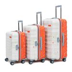 uppercase Topo Trolley Bag Set of 3 (S+M+L) Hardsided Polycarbonate Luggage TSA Lock & Anti-Theft Zippers Spinner Cabin Check-in Luggage, 2000 Days Warranty (Orange & White, 31 X 53 X 75.5 Cm)