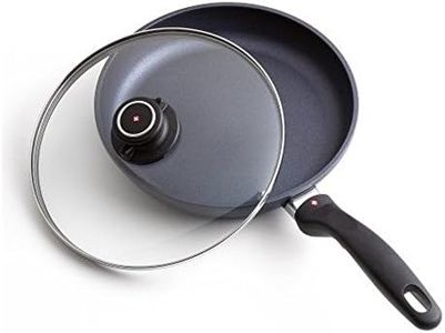 Swiss Diamond 10.25" Frying Pan - HD Nonstick Diamond Coated Aluminum Skillet, Includes Lid - Dishwasher Safe and Oven Safe Fry Pan, Grey