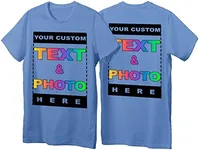 Custom T-Shirts - Personalized Unisex Crewneck Tee Shirts - Customize Your Image & Text & Photo - Men Women Adult Unisex Size - X-Large Carolina Blue