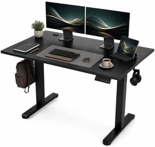 Claiks Electric Standing Desk 120x60cm Height Adjustable Desk with 3 Memory Presets & Sit Stand Reminder, Quiet Home Office Computer Desk with LED Display, Cable Holes & Hooks, Black