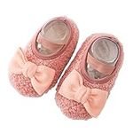 Gavena Baby Slippers Fleece Lined Toddler Girls Slippers Soft Sole Newborn Warm First Walking Shoes for Winter Non Slip, Pink,6-12 Month