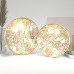 Castleite Ember Decorative Round Wooden Tray Set of 2 Handcrafted Trays for Serving, Use in Kitchen, Dining Table, Decor or Storage - Epoxy Resin Coated - Large, Small (Santuoso)