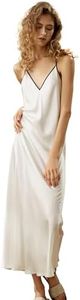 LilySilk Silk Suede Nightgown Maxi Long Women Pure Silk Slip Dress Sleeping V Neck Sleeveless Nightdress Ladies Natural White XL