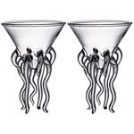 ABOOFAN 2pcs Jellyfish Cup Tiki Glasses Drinking Glasses Water goblets Glass Tall Cup Glass Martini Cup Octopus Wine Glass Cocktail Clear Glass Cups Kitchen gaskets Bride Wine Set Cool