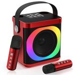 Karaoke Machine with 2 Wireless Microphones, 2024 New Bluetooth Karaoke Speaker for Adults/Kids, Portable HD Sound Karaoke with PA System/LED Disco Lights/Handle, Supports TF/USB, AUX in for Party