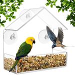 Window Bird Feeder - Acrylic Clear Bird Feeder Box - Easy to Install and Clean - Perfect for Bird Watching - Attracts Wild Birds to Your Garden