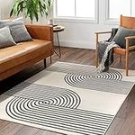 Surya Hialeah Abstract Rug - Area Rugs Living Room, Dining, Lounge, Bedside - Modern Marble Rug, Soft Luxurious Easy Care Medium Pile - Large Rug 150x213cm Off-White Rug