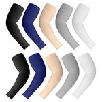 R2Depot Arm Sleeves for Women Men Youth, Cooling UV Protection, Anti-Slip Compression Tattoo Cover Up Sleeves - Solid Colors Plus 5 Pairs