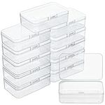 BELLE VOUS Small Plastic Containers with Lids (24 Pack) - Clear Plastic Storage Boxes with Hinged Lids - Bead Storage Box for Pills, Beads, Jewellery & Craft Items