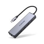 LENTION USB C Hub with Gigabit Ethernet, 4K HDMI Output, and 3 USB 3.0 Compatible 2023-2016 MacBook Pro 13/15/16, New Mac Air & Surface, Chromebook, More, Stable Driver Adapter (CB-C25, Space Gray)