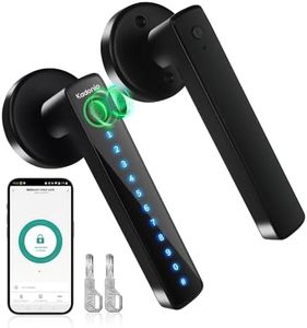 Fingerprint Door Lock, Keyless Entry Door Lock with Handle, Smart Door Knob with APP, Alexa, Code, Fingerprint, Backup Key for Bedroom, Home, Hotel, Office, Apartment (Black) Kadonio