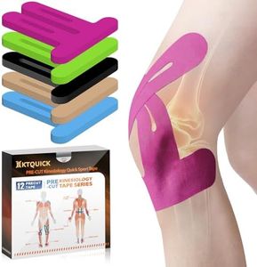 Kinesiology Tape for Knees Pre Cut, 12 PCS Upgrade KTQUICK Knee Tape For Knee Pain Relief Pre Cut, Original Cotton Knee Tape, Flexible & Durable Sports Tape for Support & Comfort During Workouts, Pink