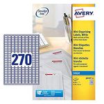 Avery J8659-25 Printable, customisable Mini Filing Labels, 270 Labels Per A4 Sheet, White