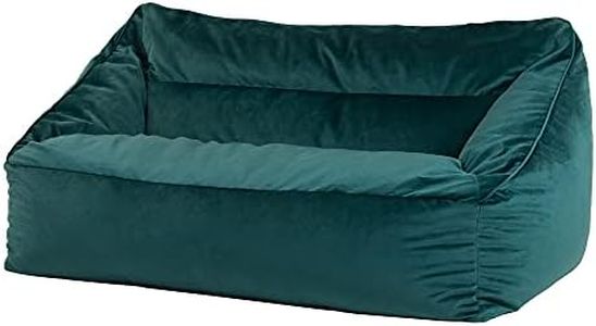 icon Cecilia Bean Bag Sofa, Teal Green, Giant Velvet Bean Bag Chair, Loveseat, 2 Seater Sofa, Living Room Furniture