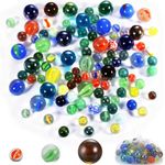 Yimomoyi 100 PCS Glass Marbles, 3 Sizes Assorted Colors Round Marbles Toy, Colour Mixed Glass Marbles for Kids Marble Games DIY Home Decoration