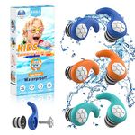 Waterproof Swimming Ear Plugs for Kids - 3 Pairs of Reusable Soft Silicone Swim Earplugs,Ear Protection for Children (4-12 Years Old) - Ideal for Surfing, Diving, Pool, Showering, and Water Sports