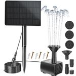 WIYETY 2.5 W Solar Fountain, Solar Pond Pump with 3 m Water Pipe & Stake & 4 Showers, Solar Fountain, Solar Floating Fountain Pump for Garden, Bird Bath, Pond, 200 L/H