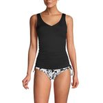 Lands' End Women's Chlorine Resistant Adjustable V-Neck Underwire Tankini Swimsuit Top Adjustable Straps, Black, 20 Plus