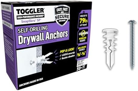 TOGGLER SnapSkru SP Self-Drilling Drywall Anchor with Screws, Glass-Filled Nylon, Made in US, For #6 to #10 Fastener Sizes (Pack of 50)