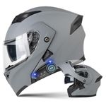 Motorcycle Modular Bluetooth Helmet Full Face Integrated Motorbike Helmet With Anti-Fog Double Visor Modular Flip up front Motorcycle Helmet ECE Approved For Adult Men and Women